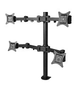 Quad Monitor Full-Motion Desk Mount -Independently Tilt, Swivel, Rotate And Exte