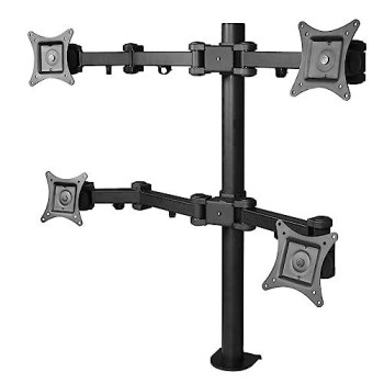 Quad Monitor Full-Motion Desk Mount -Independently Tilt, Swivel, Rotate And Exte