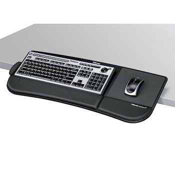 The Fellowes Tilt N Slide Keyboard Manager Attaches To Your Desktop Edge Without