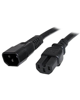 3Ft (1M) Heavy Duty Extension Cord W/ Iec 60320 C14 To C15 Connectors; 250V At 1