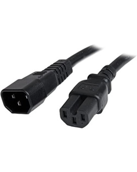 6Ft (1.8M) Heavy Duty Extension Cord W/ Iec 60320 C14 To C15 Connectors; 250V At