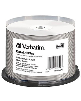 Dvd+R Dl 8.5Gb 8X, White Wide Thermal Printable, 50Pk Spindle (Everest, Teac Com