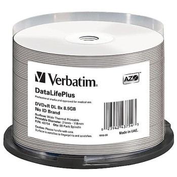 Dvd+R Dl 8.5Gb 8X, White Wide Thermal Printable, 50Pk Spindle (Everest, Teac Com