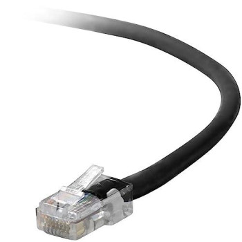 6Ft Cat5E Patch Cable, Utp, Black Pvc Jacket, 24Awg, T568B, 50 Micron, Gold Plat