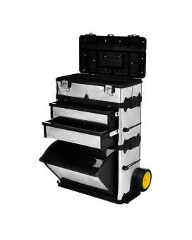 Vidaxl 3-Part Rolling Tool Box With 2 Wheels