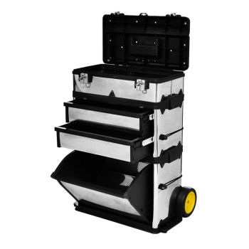 Vidaxl 3-Part Rolling Tool Box With 2 Wheels