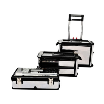 Vidaxl 3-Part Rolling Tool Box With 2 Wheels