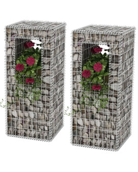 Vidaxl Gabion Basket Posts/Planters 2 Pcs Steel 19.7X19.7X47.2