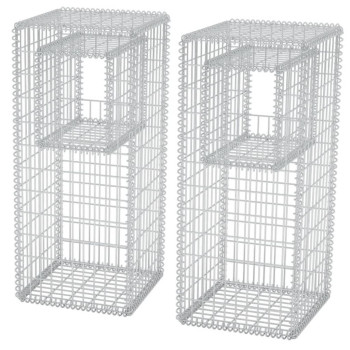 Vidaxl Gabion Basket Posts/Planters 2 Pcs Steel 19.7X19.7X47.2