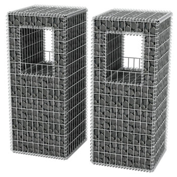 Vidaxl Gabion Basket Posts/Planters 2 Pcs Steel 19.7X19.7X47.2