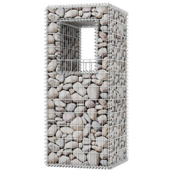 Vidaxl Gabion Basket Posts/Planters 2 Pcs Steel 19.7X19.7X47.2