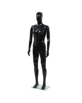 Vidaxl Full Body Male Mannequin With Glass Base Glossy Black 72.8