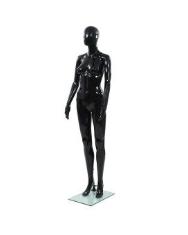 Vidaxl Full Body Female Mannequin With Glass Base Glossy Black 68.9