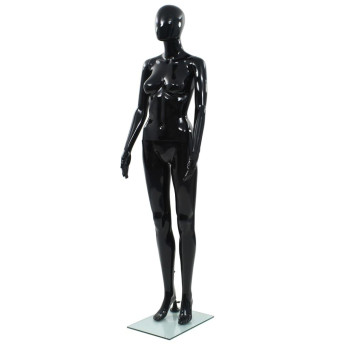 Vidaxl Full Body Female Mannequin With Glass Base Glossy Black 68.9