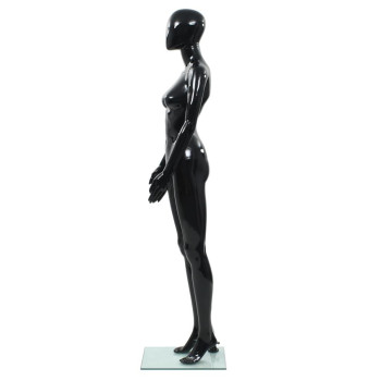 Vidaxl Full Body Female Mannequin With Glass Base Glossy Black 68.9