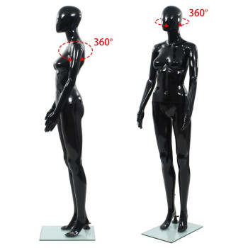 Vidaxl Full Body Female Mannequin With Glass Base Glossy Black 68.9