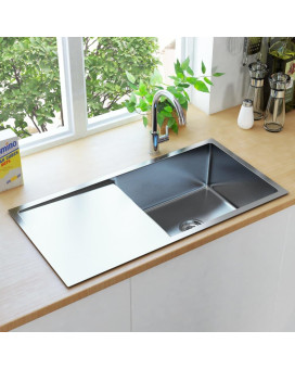 Vidaxl Handmade Kitchen Sink With Strainer Stainless Steel