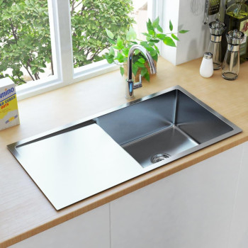 Vidaxl Handmade Kitchen Sink With Strainer Stainless Steel