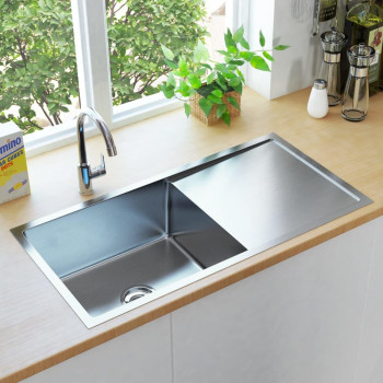 Vidaxl Handmade Kitchen Sink With Strainer Stainless Steel