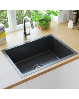 Vidaxl Handmade Kitchen Sink With Strainer Black Stainless Steel