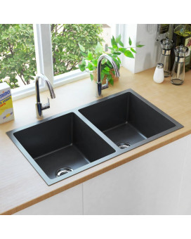 Vidaxl Handmade Kitchen Sink With Strainer Black Stainless Steel