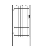 Vidaxl Fence Gate Single Door With Arched Top Steel 39.4X68.9 Black