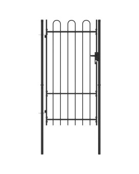 Vidaxl Fence Gate Single Door With Arched Top Steel 39.4X68.9 Black