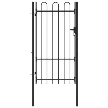 Vidaxl Fence Gate Single Door With Arched Top Steel 39.4X68.9 Black