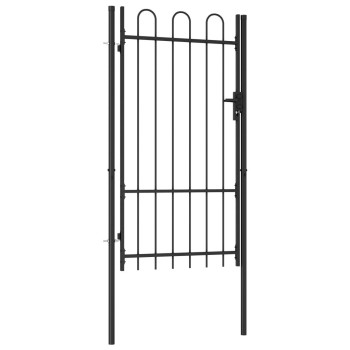 Vidaxl Fence Gate Single Door With Arched Top Steel 39.4X68.9 Black