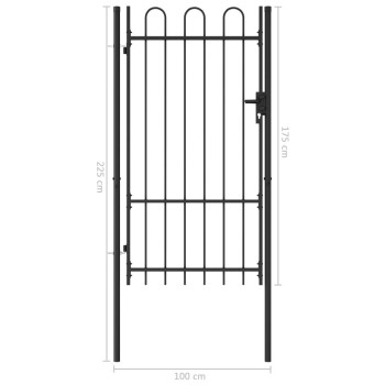 Vidaxl Fence Gate Single Door With Arched Top Steel 39.4X68.9 Black