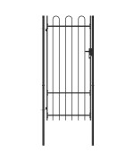 Vidaxl Fence Gate Single Door With Arched Top Steel 39.4X78.7 Black