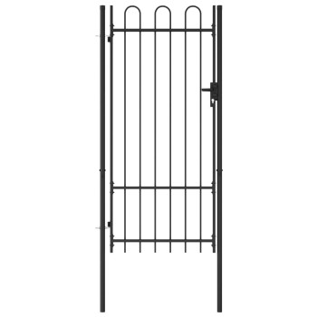 Vidaxl Fence Gate Single Door With Arched Top Steel 39.4X78.7 Black