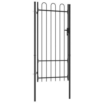 Vidaxl Fence Gate Single Door With Arched Top Steel 39.4X78.7 Black