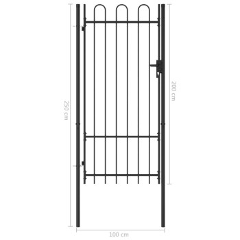 Vidaxl Fence Gate Single Door With Arched Top Steel 39.4X78.7 Black