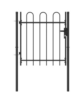 Vidaxl Fence Gate Single Door With Arched Top Steel 39.4X39.4 Black