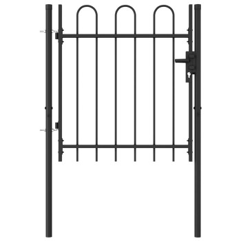 Vidaxl Fence Gate Single Door With Arched Top Steel 39.4X39.4 Black