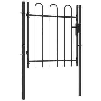 Vidaxl Fence Gate Single Door With Arched Top Steel 39.4X39.4 Black