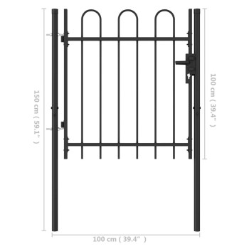 Vidaxl Fence Gate Single Door With Arched Top Steel 39.4X39.4 Black