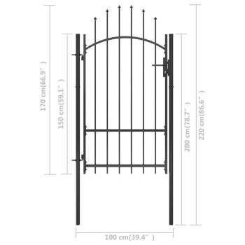 Vidaxl Garden Gate Steel 39.4X86.6 Black