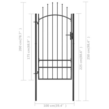 Vidaxl Garden Gate Steel 39.4X98.4 Black