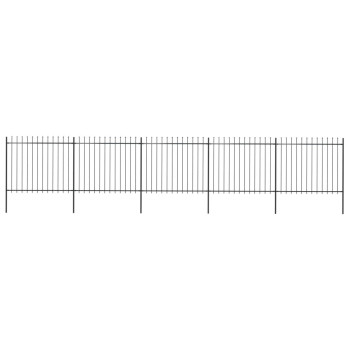 Vidaxl Garden Fence With Spear Top Steel 334.6X59.1 Black