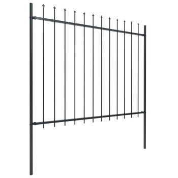 Vidaxl Garden Fence With Spear Top Steel 334.6X59.1 Black