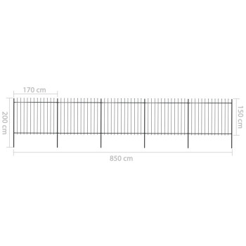 Vidaxl Garden Fence With Spear Top Steel 334.6X59.1 Black