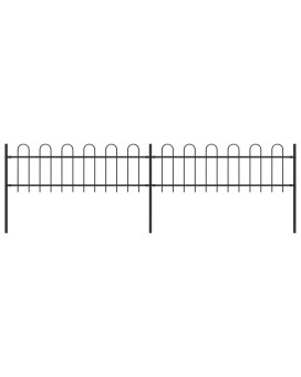 Vidaxl Garden Fence With Hoop Top Steel 11.2' Black