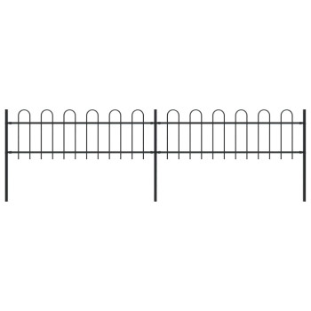 Vidaxl Garden Fence With Hoop Top Steel 11.2' Black