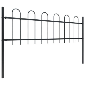 Vidaxl Garden Fence With Hoop Top Steel 11.2' Black