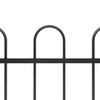 Vidaxl Garden Fence With Hoop Top Steel 11.2' Black