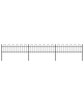 Vidaxl Garden Fence With Hoop Top Steel 16.7' Black