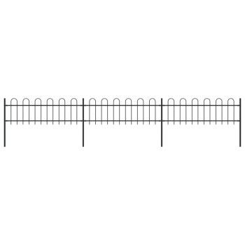 Vidaxl Garden Fence With Hoop Top Steel 16.7' Black