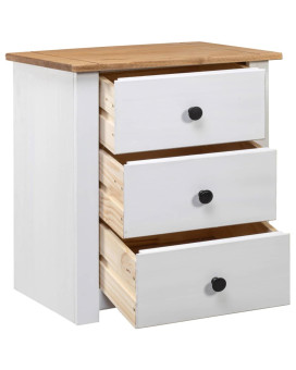 Vidaxl Bedside Cabinet White 18.1X15.7X22.4 Pinewood Panama Range